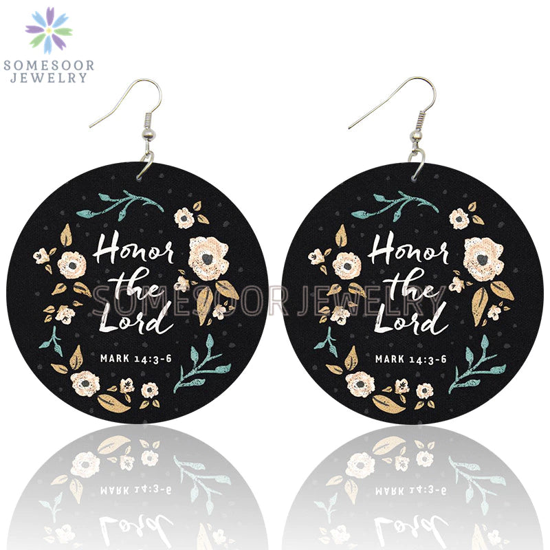 Wood Round Earrings