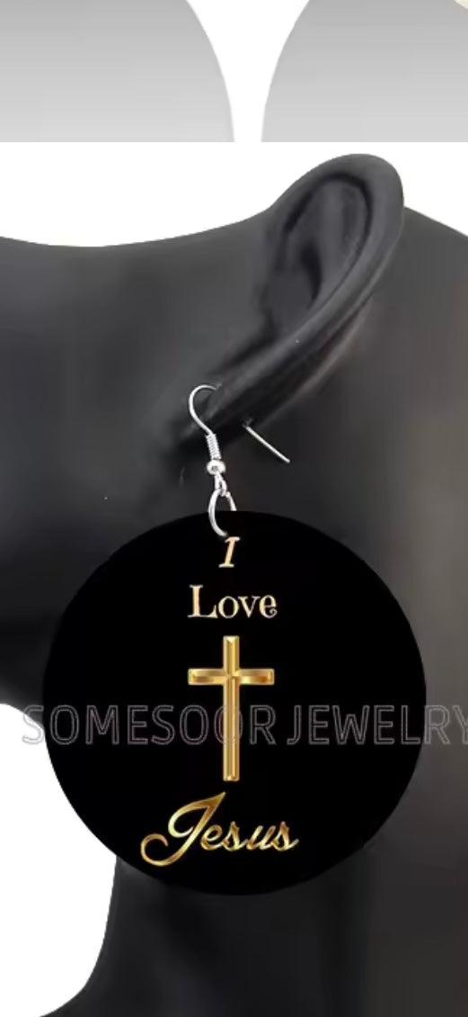 Wood Round Earrings