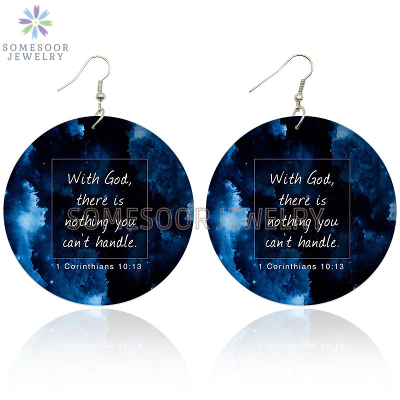 Wood Round Earrings