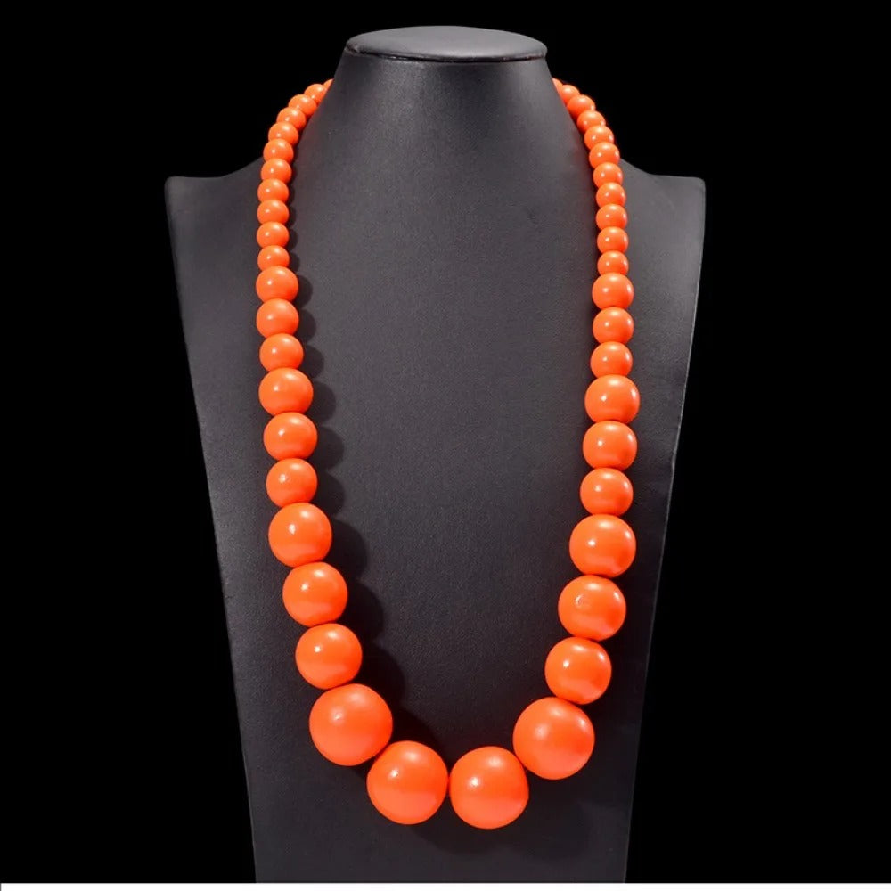 UDDEIN Bohemian Big Round Long Wood Necklace