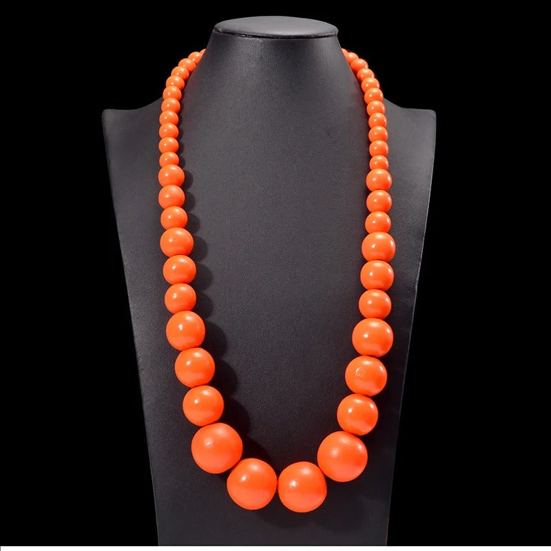 UDDEIN Bohemian Big Round Long Wood Necklace